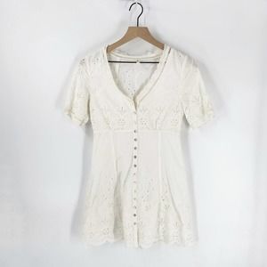 Spell & The Gypsy Cream Eyelet Damsel Lace Dress Size Small